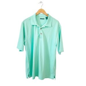 Cubavera Mint Green Stripped Textured Big & Tall Short Sleeve Polo Golf‎ Shirt
